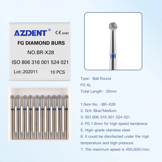 Dental Diamond Burs (Round) Dental Diamond Burs (Round)